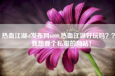 热血江湖sf发布网6000,热血江湖好玩吗？？   我想要个私服的网站！